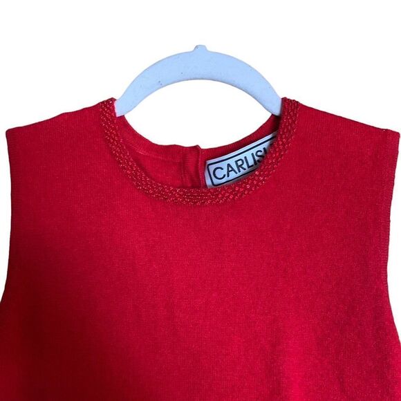 Carlisle Womens Size Medium Red Cashmere Silk Blend Sleeveless Sweater Top - Picture 2 of 6